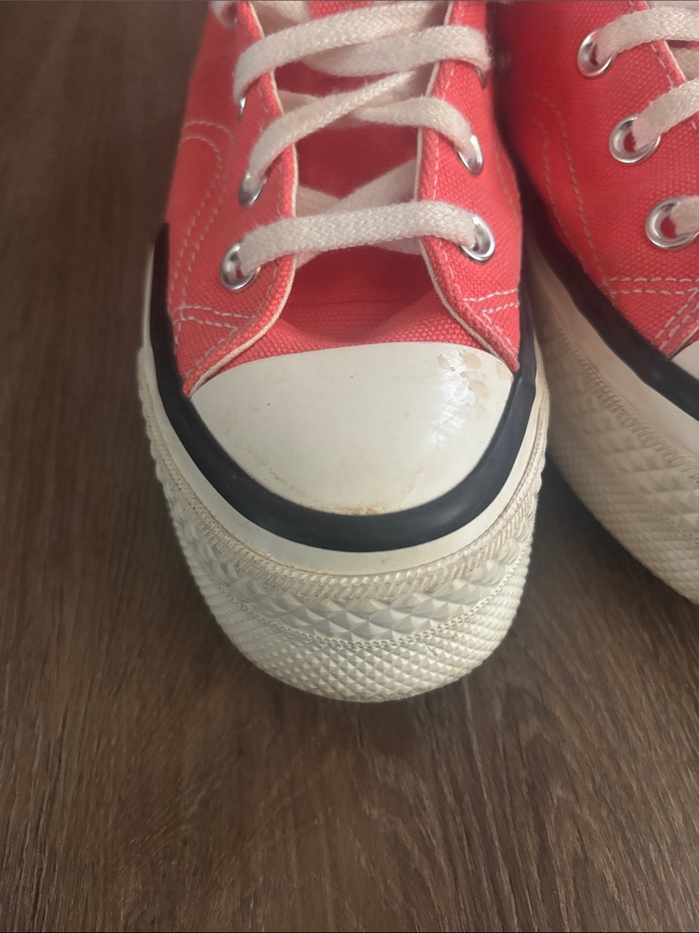 Converse High Top Sneakers - Coral Orange Canvas with White Accents - Picture 5 of 12